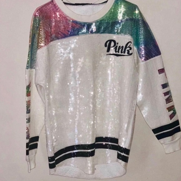Victoria’s Secret Pink Limited Release Full Sequin Crewneck Sweater- Medium - Picture 10 of 14